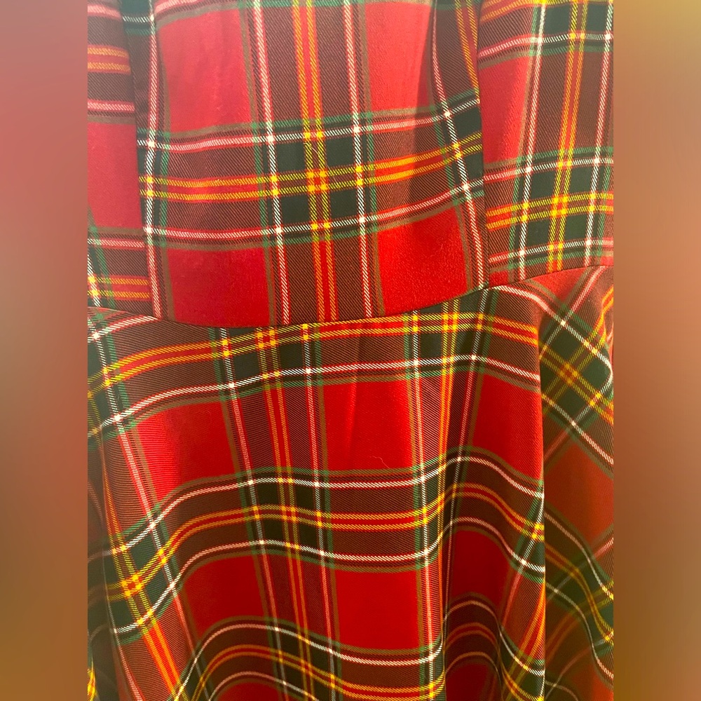 1950s style red plaid swing dress